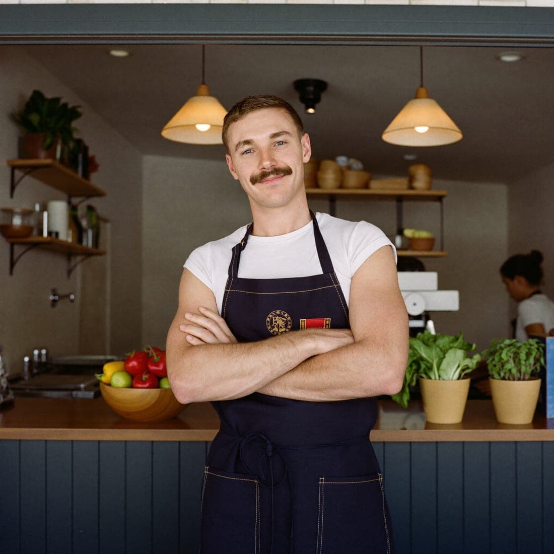 A chef at work in a restaurant kitchen